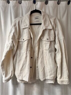 ZARA White Corduroy Shacket Jacket